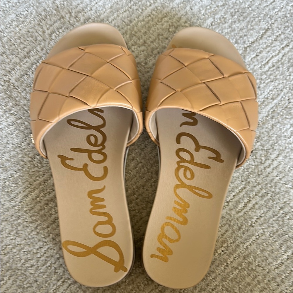 Sam Edelman Tan Quilted Slide Sandals
